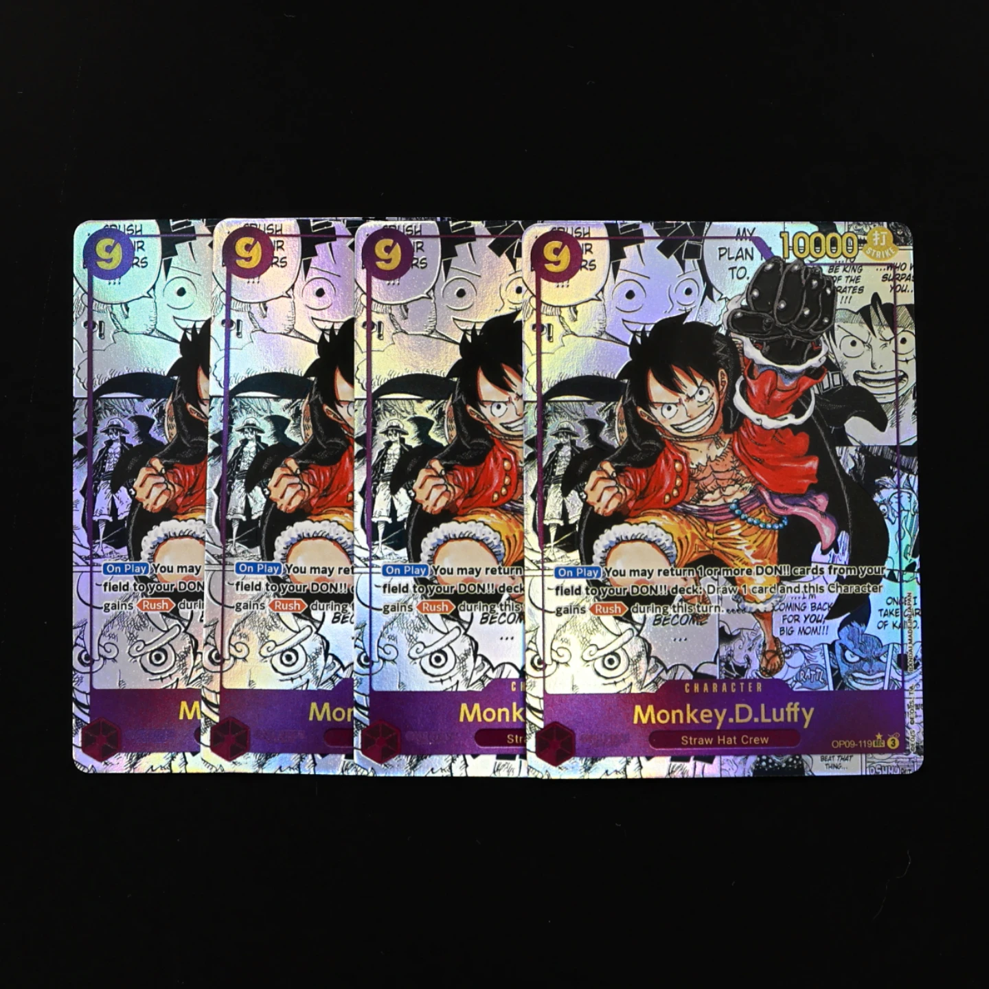 

OP09-119 Luffy manga One Piece TCG OPCG English Luffy Manga card 9 cost Purple Luffy Textured Foil Card
