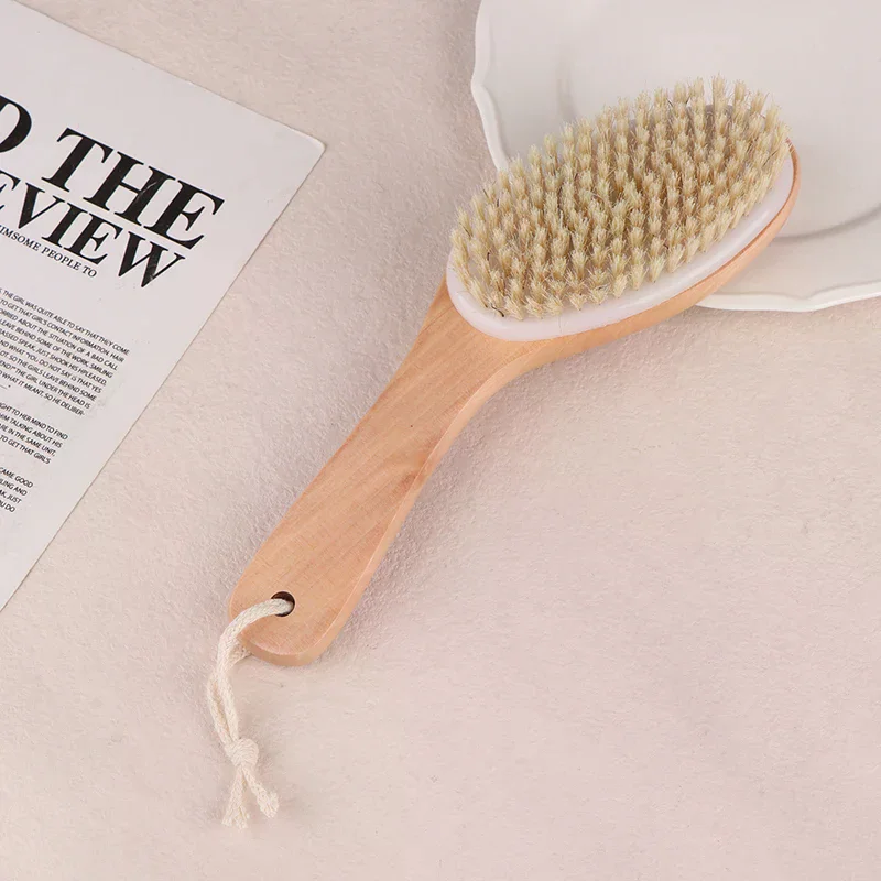 

Дерево + щетина для всего тела, естественная щетина, отшелушивающая щетка для сухой кожи, массажер, очиститель, скруббер