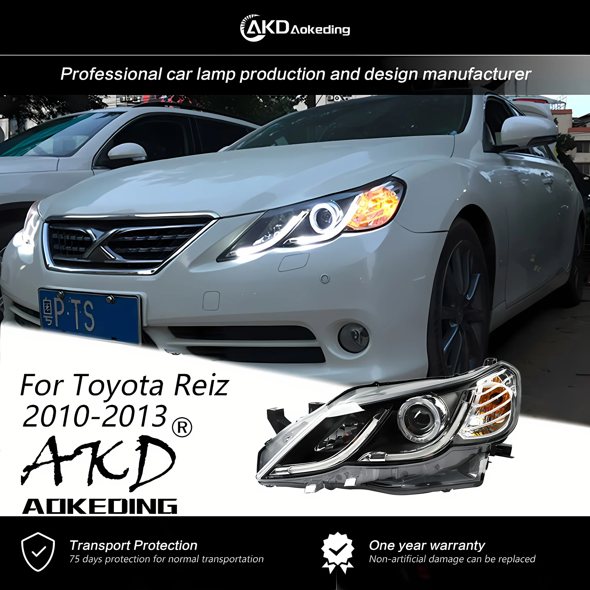 AKD carLamp For Toyota Mark X 2010-2013 Reiz Headlights DRL H7 LED Bi Xenon Bulb Assembly Upgrade Dynamic Signal Accessories