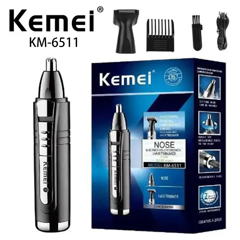 Kemei KM-6511 New 2 In 1 High Quality Nose Hair Trimmer Removable Male Nose Trimmer Maquina Cortar Pelo Profesional