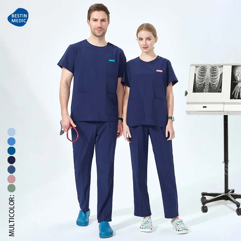 Ensembles de gIslande soyeux pour femmes avec boucle initiée, uniformes dentaires à séchage rapide, combinaisons de travail micro commandées pour médecins et infirmières, génératrices, tenues, S02