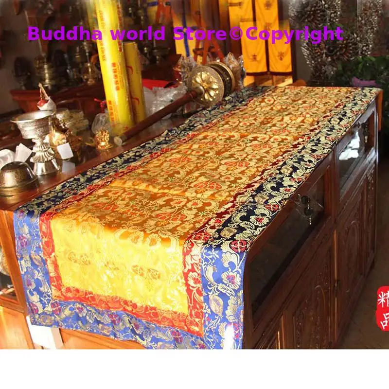 Wholesale Buddhist supply 200cm Tibet Nepal family home Buddhism Temple Auspicious Embroidery Buddha Altar cover Table cloth