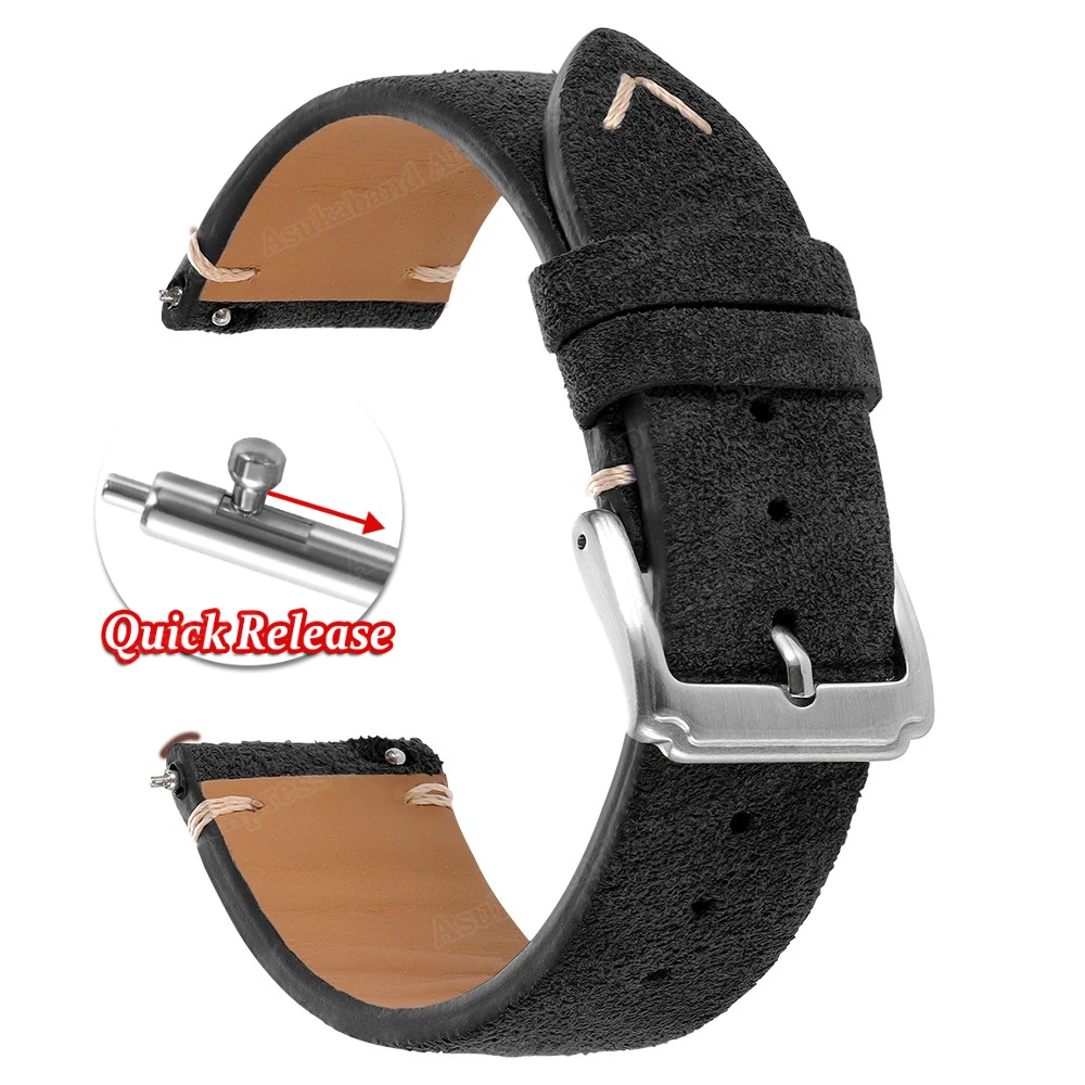 14mm 16mm 18mm 19mm 21mm 20mm 22mm Bandjes Suède Horlogebanden Quick Release zachte Kalfsleer Horlogeband Universele Vrouwen Mannen Armbanden
