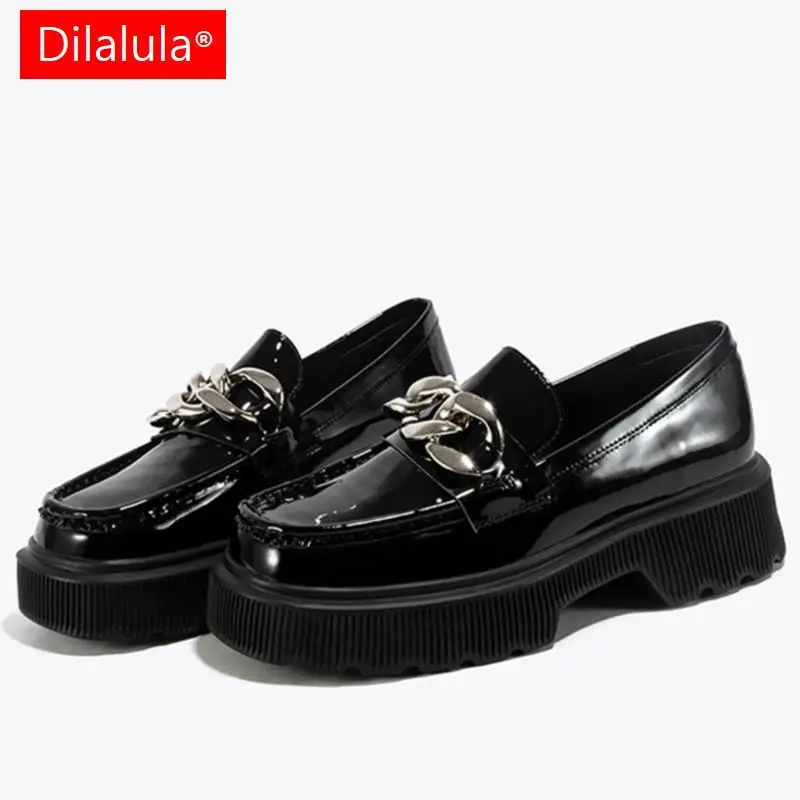 Dilalula Size 34-42 Women Pumps Real Leather Fashion Spring High Platform Thick Heel Shoes Woman Retro Office Lady Footwear