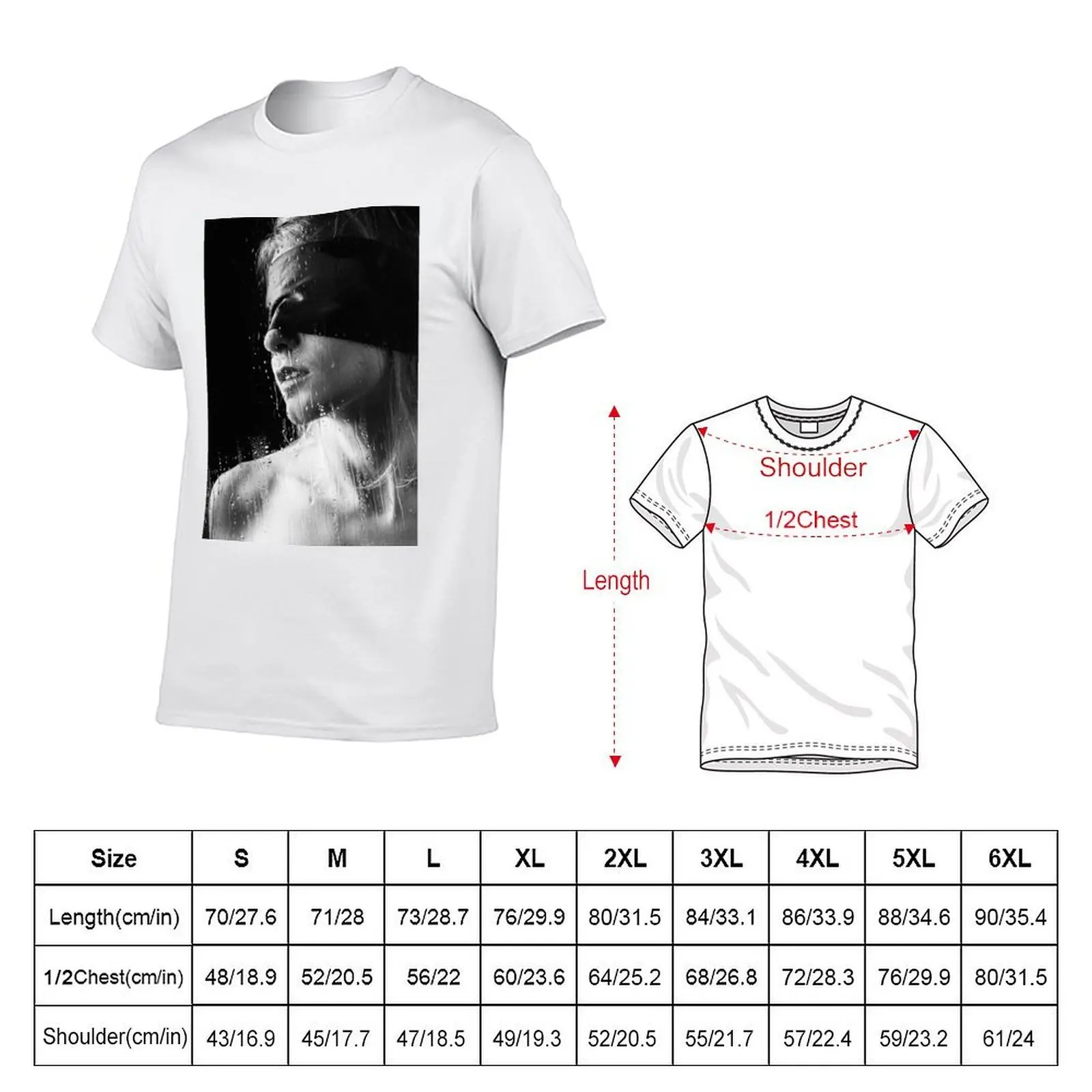 Raindrops - Blindfolded woman behind a window #A8356 T-Shirt boys animal print aesthetic clothes men workout shirt