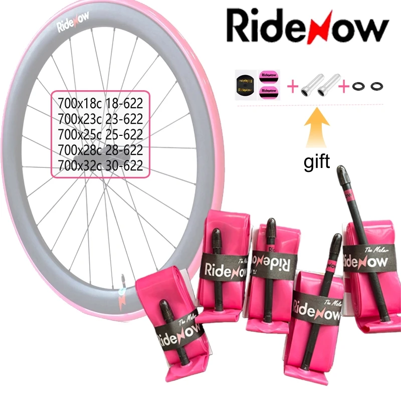 1/2 Stück RideNow Fahrradschlauch 100/85/65/45/35 mm Presta-Ventil, schwarzes Ventil, TPU-Schlauch, superleicht, 700C 28 Zoll, Rennradschlauch – Detail 1