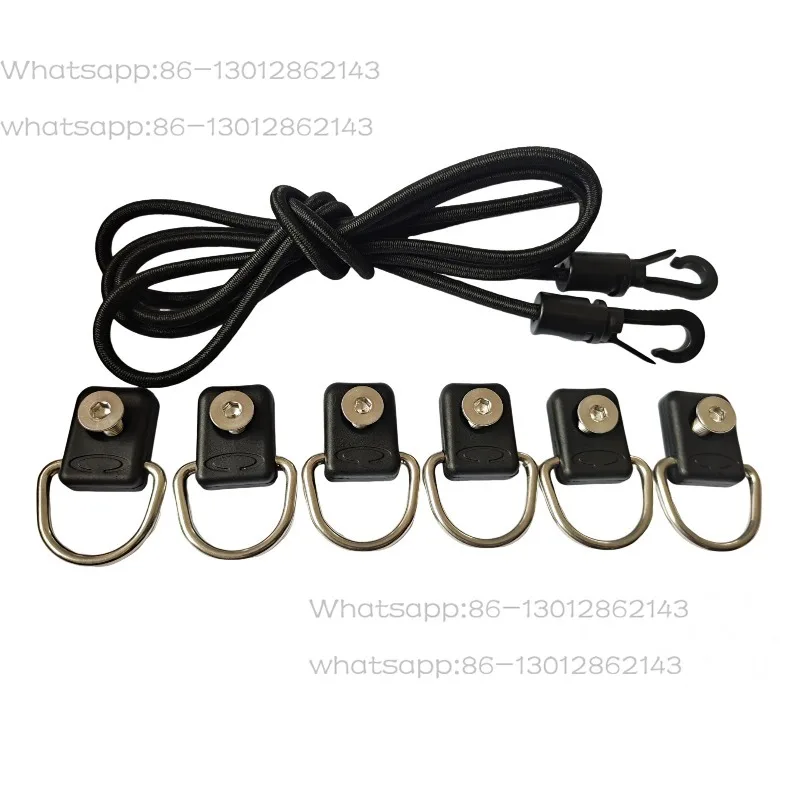6Pcs Stainless Steel D-Ring Tie Down Kit with 1.5m Double Hook Elastic Bungee Cord, Kayak Canoe Secure Accessories