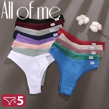 5 stks/set Katoenen Lingerie Slipje Sexy Ondergoed Vrouwen Slips Tanga Vrouwelijke Onderbroek Pantys Thong Slipje Bikini Effen 13 Kleur