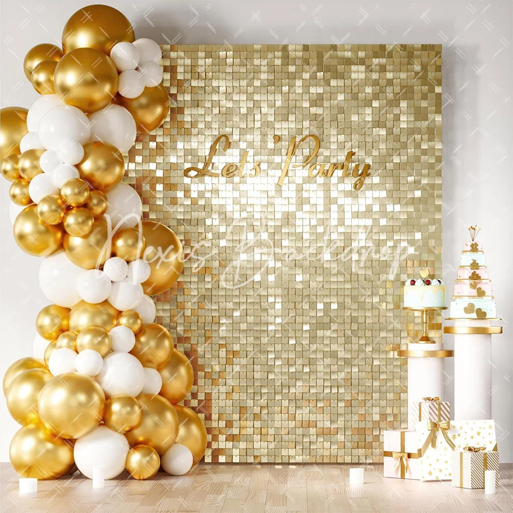 [USA Stock] Light Gold Shimmer Wall Backdrop, 24PCS Sequin Panels for Baby Shower, Anniversary, Birthday & Party Photo Backdrops