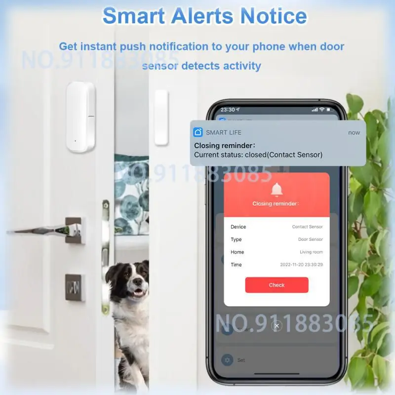 Tuya ZigBee Door Window Sensor Smart Home Wireless Door Detectors Open/Close APP Remote Alarm Sensor Works With Alexa Google