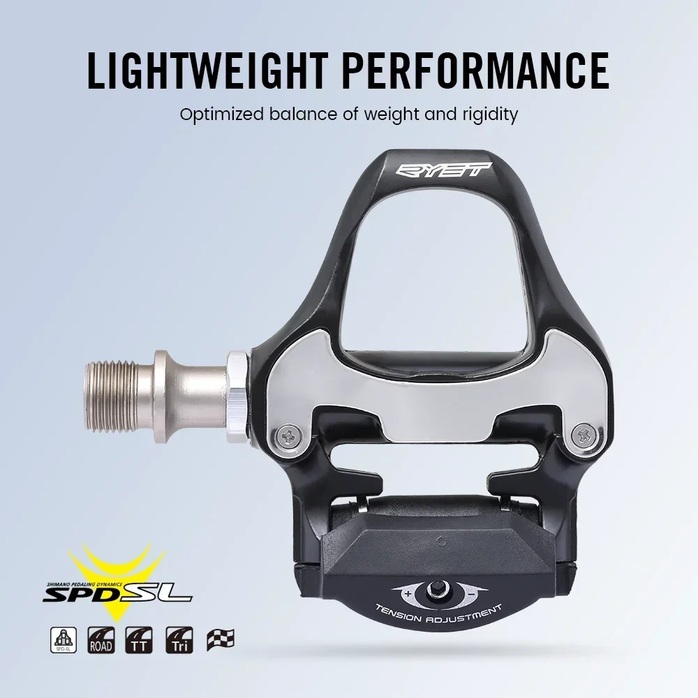 

RYET Road Bike Pedals SPD-SL Clipless Nylon Platform Lightweight Racing Pedals with Bearings and Cleats Cycling Accessories