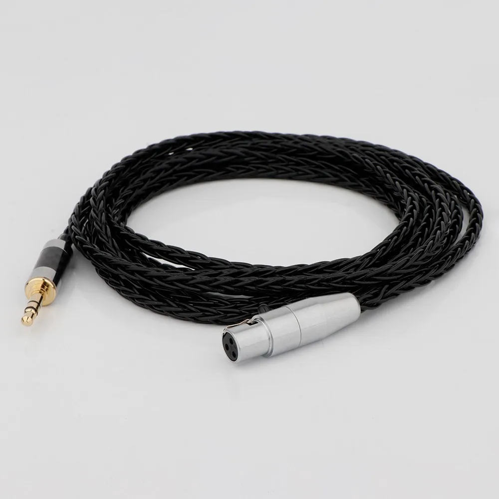 8 Cores Silver Plated Black Earphone Cable HiFi Headphone Cable OCC Silver Plated 2.5 3.5 4.4 6.5mm to Mini XLR Balanced Earphon