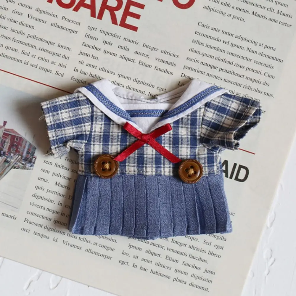 Ropa bonita para muñeca con lazo, vestido bonito de algodón para muñeca, minifalda para muñeca a cuadros exquisita, vestido para muñeca