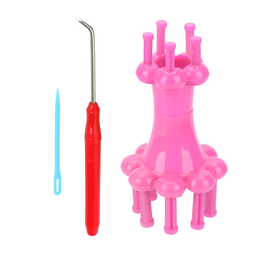 1 conjunto de tricô boneca mão artesanato ferramenta diy tecelagem cabeça dupla alternativa flor arranjador carretel tear