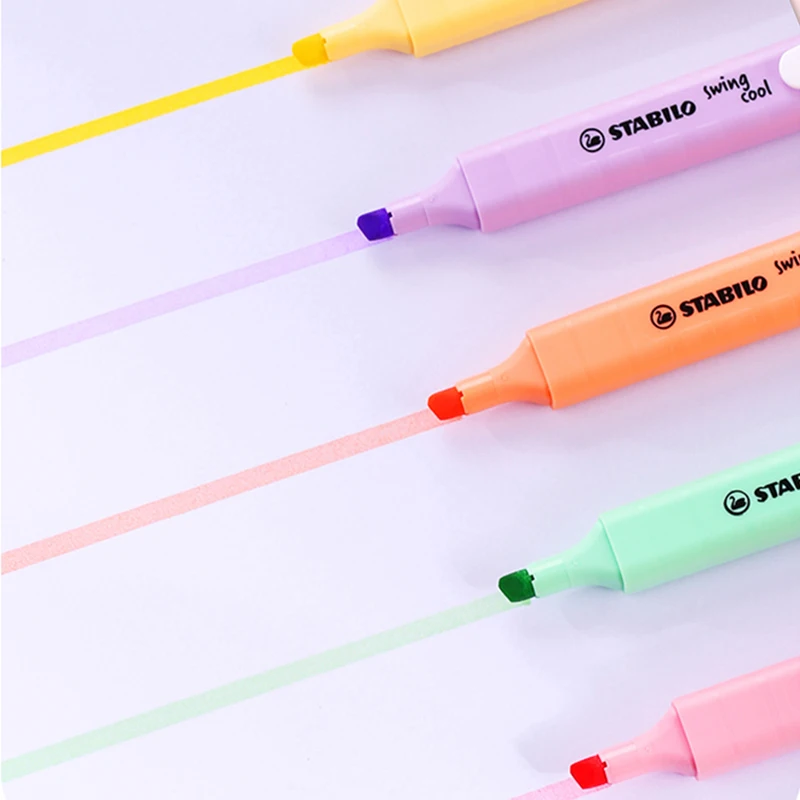 Stabilo Swing Cool Highlighters Pens Mark 1-4mm Pastel Colours for Graffiti Writing Drawing Office and Student Supplies