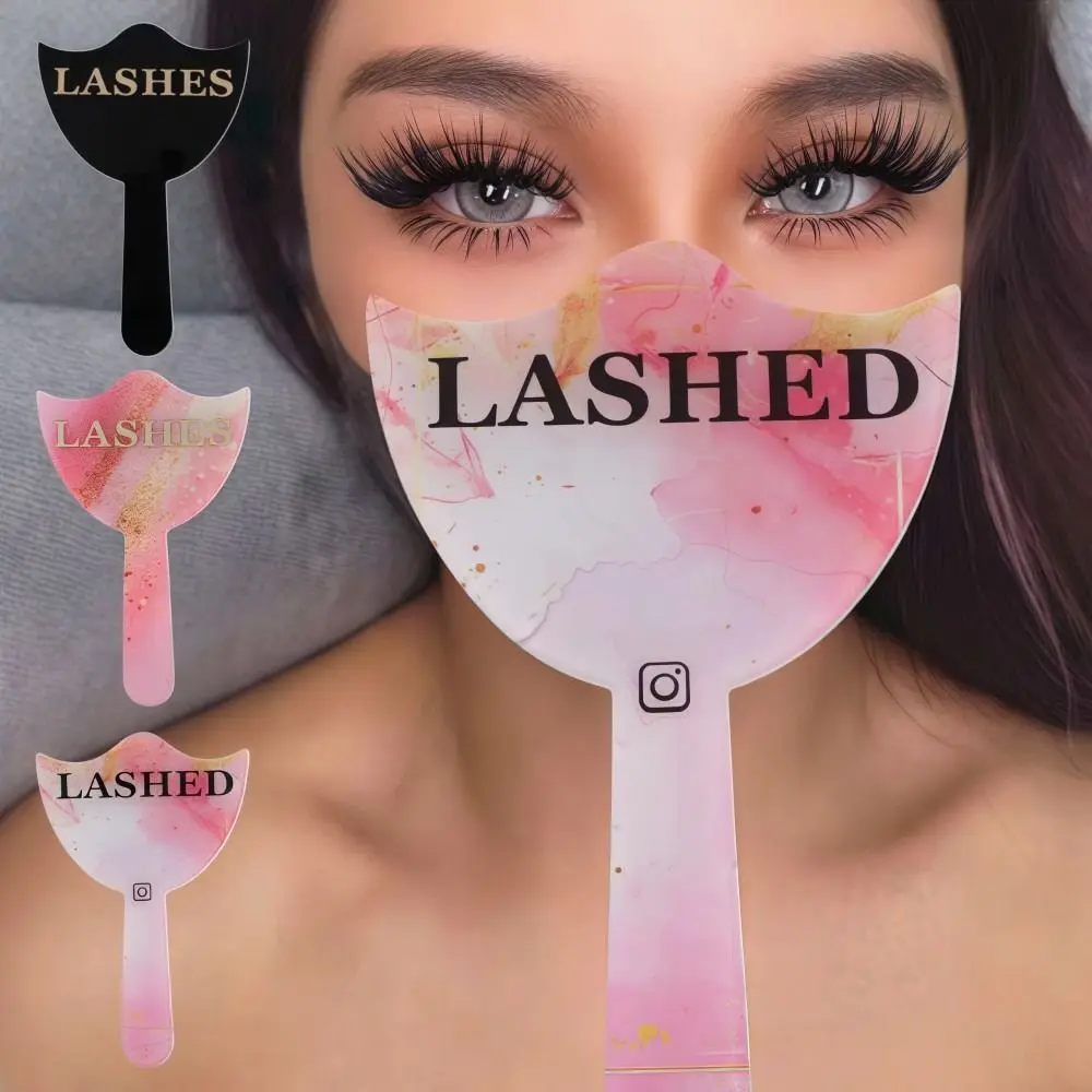Handheld Eyelash Technician Photo Prop Soft PVC Social Media Lash Beauty Mirror Acrylic Mirror Lash Salon Eyelash Cards
