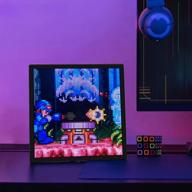Inteligentny wyświetlacz pikselowy Lampka nocna Cyfrowa ramka z kontrolą APP 64 X 64 Panel LED Ramka wyświetlacza do dekoracji pokoju gier
