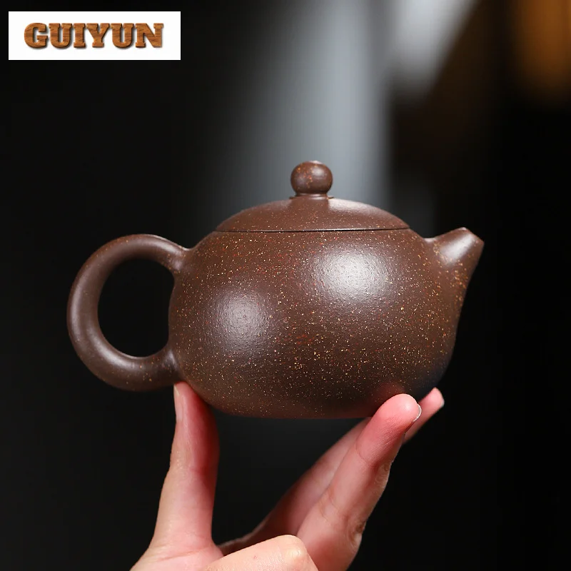 250ML Luxury Yixing Purple Clay Teapots Handmade Xishi Pot Raw Ore Purple Mud Kettle with Filter Chinese Zisha Tea Set for Tea