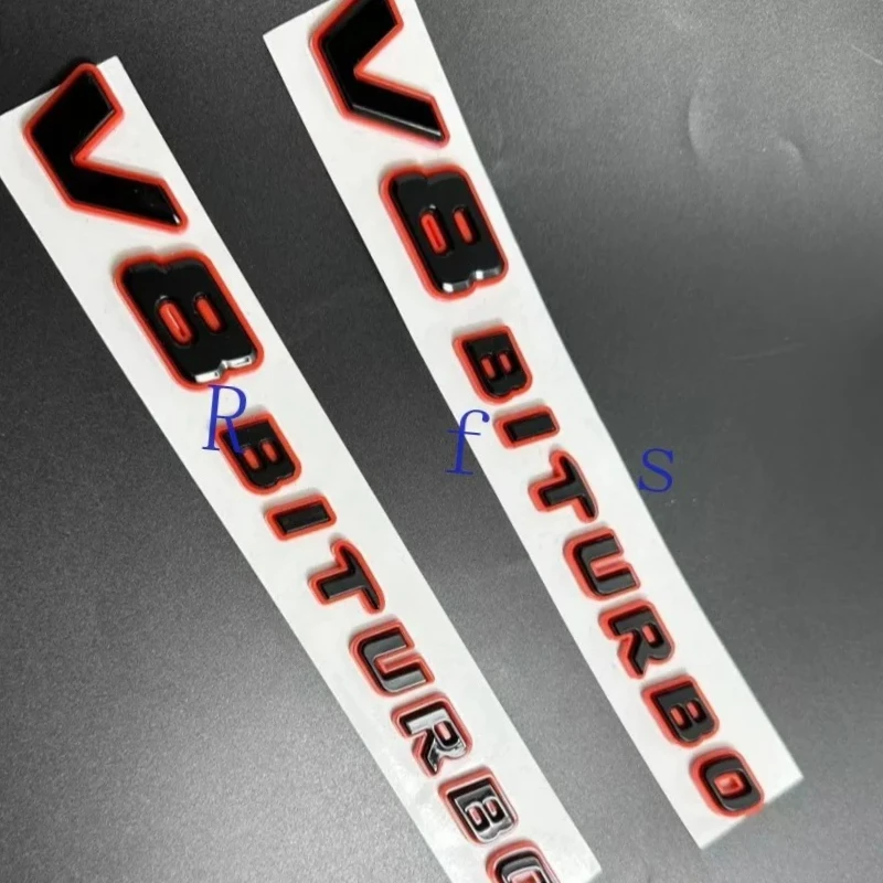 2x 3d ABS Red Black Logo V8 BITURBO Emblem Car Badge For C63 G63 E63 S63 W222 W223 W213 W212 W205 W204 Accessories
