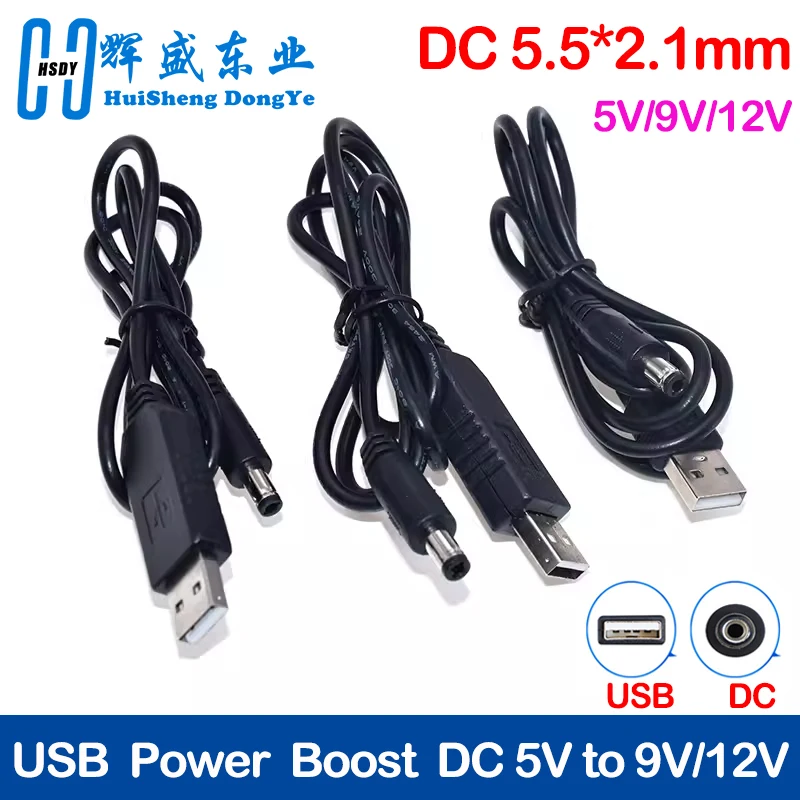 USB Power Boost Line DC 5V to DC 9V / 12V Step UP Module USB Converter Adapter Cable 2.1X5.5MM Plug