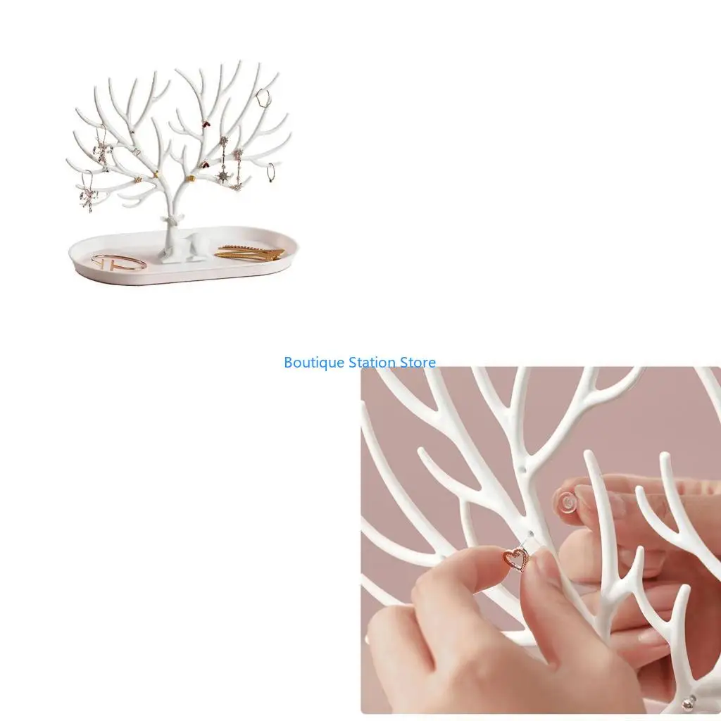 

Y55F Christmas Jewelry Display Stand Tray Tree Earring Storage Racks Holder