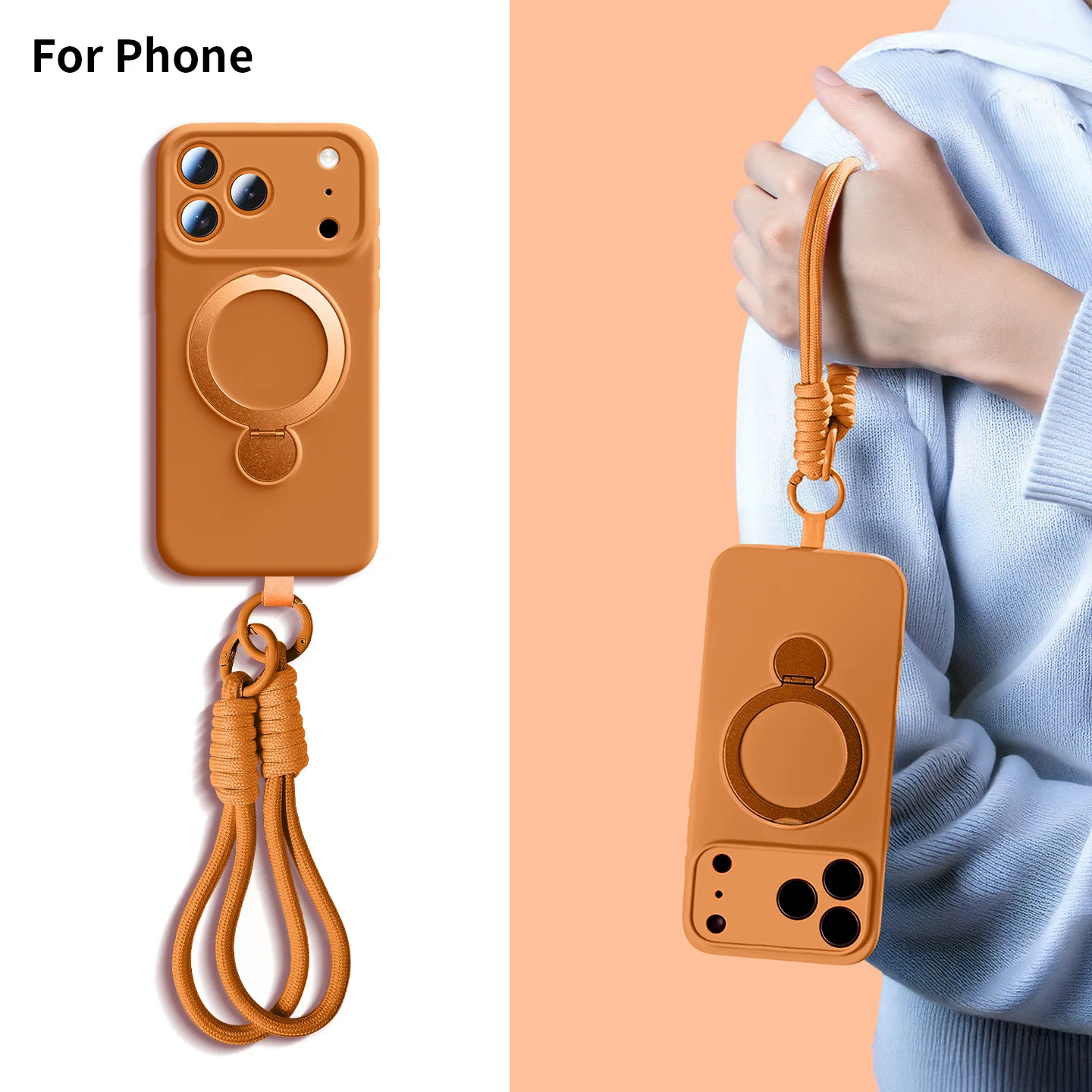 Offizielle Schutzhülle mit drehbarem Ringständer für iPhone 17 Pro Max 14 13 15 16 18, magnetisch, stoßfest, mit Candy-Handgelenkschlaufe und Lanyard-Seil