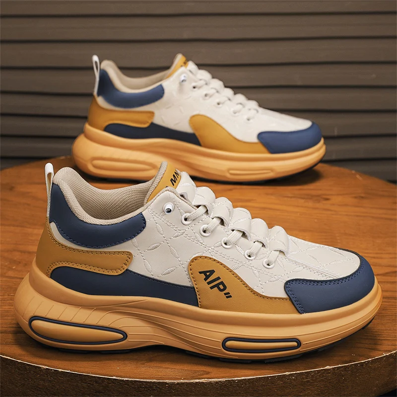 

Мужская обувь 2024, весна и осень, новая кожаная модная обувь с низким вырезом, модная спортивная мужская повседневная модная обувь для бега, Zapatillas Hombre