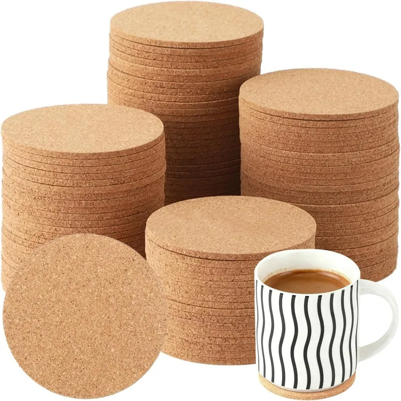 Natural Wooden Round Cork Coasters DIY Round Crafts Drinks Cork Coasters Cup Mats Tea Coffee Holder Pads Table Decoration