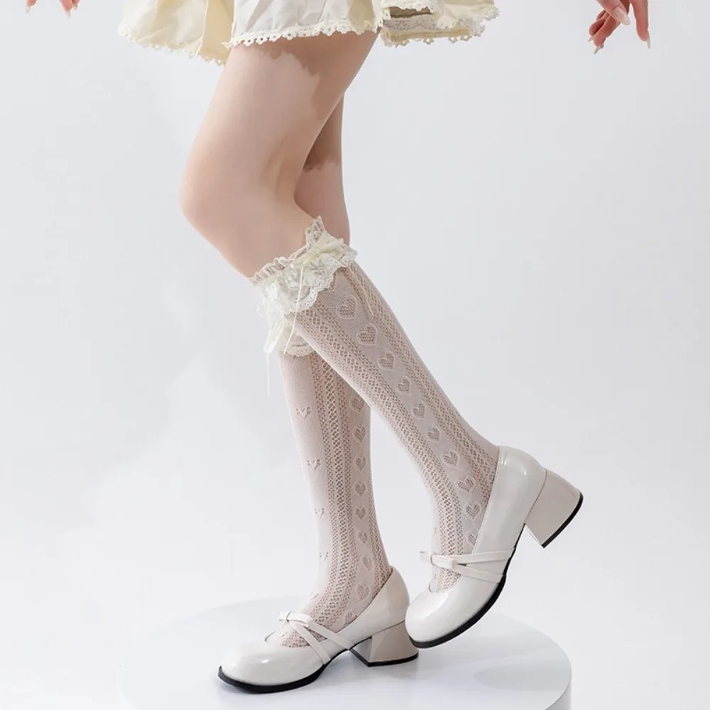 

New Y2K Leg Covers Lace Lolita Leg Warmers Bow Ballet Style Pile Sock Gift