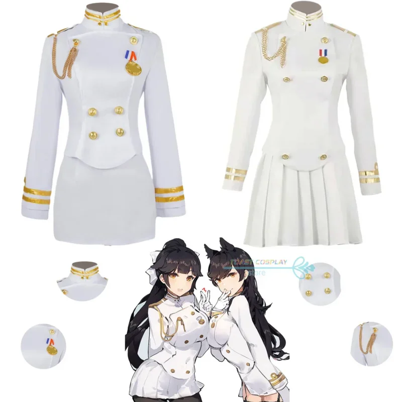 

Coslan Game Azur Lane Косплей Костюм Atago and Takao Сексуальная Белая Униформа Элегантное Платье Доступны Два Стиля для Женской Вечеринки