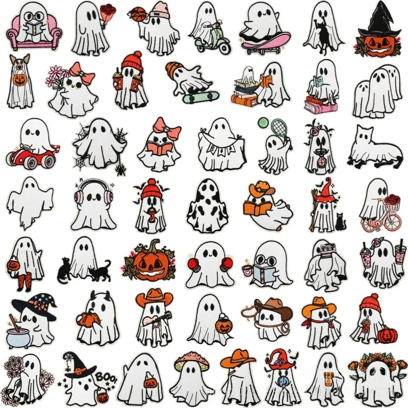 

Halloween Embroidery Patches Cute Pumpkin, Boo, and Ghost Designs for Clothes Hats Backpacks Jackets Embroidery Ironing Style