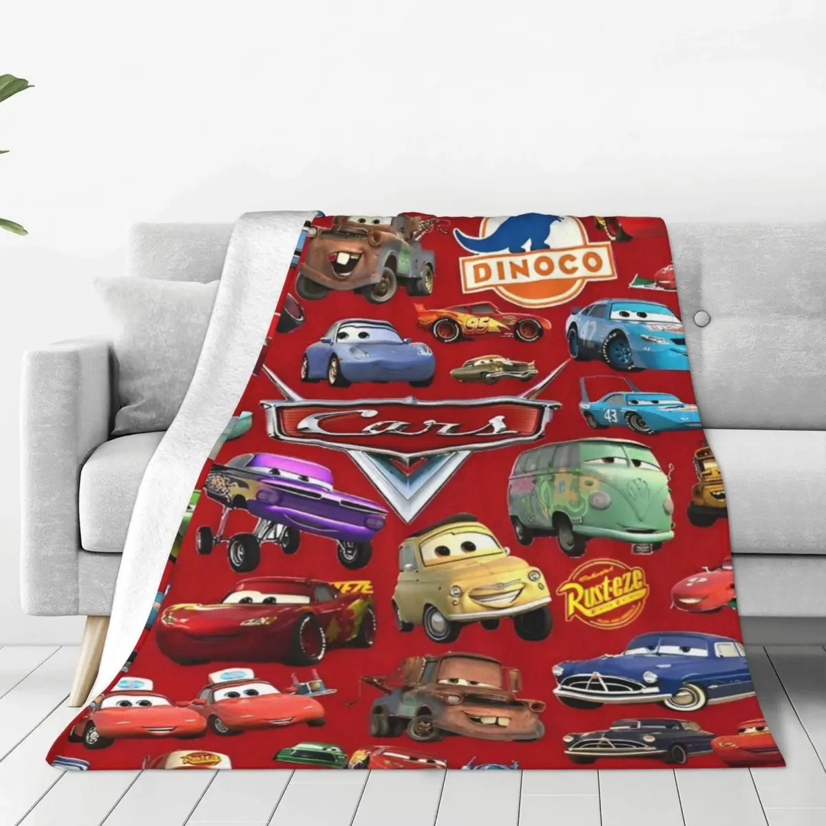 Pixar Lightning McQueen Cars Cartoon Flannel Blanket Soft Warm Bedding Throws for Outdoor Travel Funny Bedspread Sofa Bed Cover