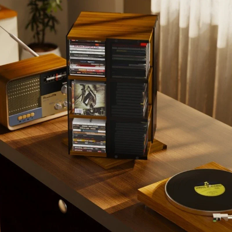 

CD shelf, desktop rotatable acrylic record storage rack, vinyl record storage cabinet