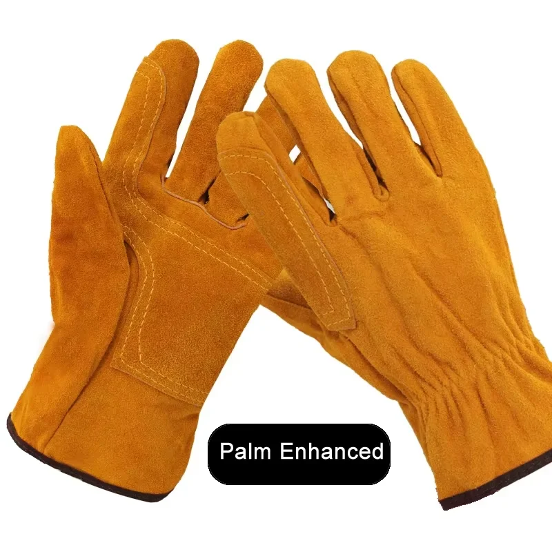 

10"-14" Anti-Cut Temperature Resistant Leather Welding Gloves Hands Protection Fire-Proof Cowhide Work Safety Gloves