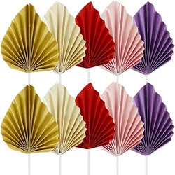 6pcs Palm Spear Cake Topper Happy Birthday Palm Leaf Decoration Cake Decorating Wedding Baking Dessert Table Party Favors