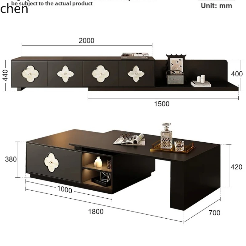 

CP medieval retractable TV combination living room household small apartment four-leaf clover floor