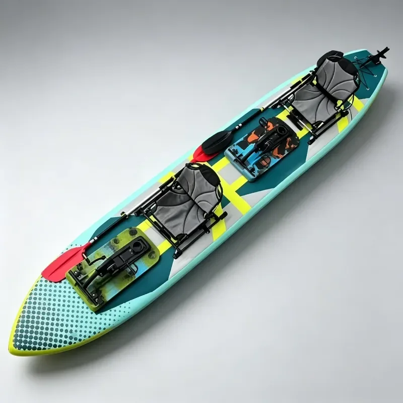 Outdoor Water Sport Double Inflatable SUP Board, Inflatable Fishing Boat Equipped with Metal Footrest System
