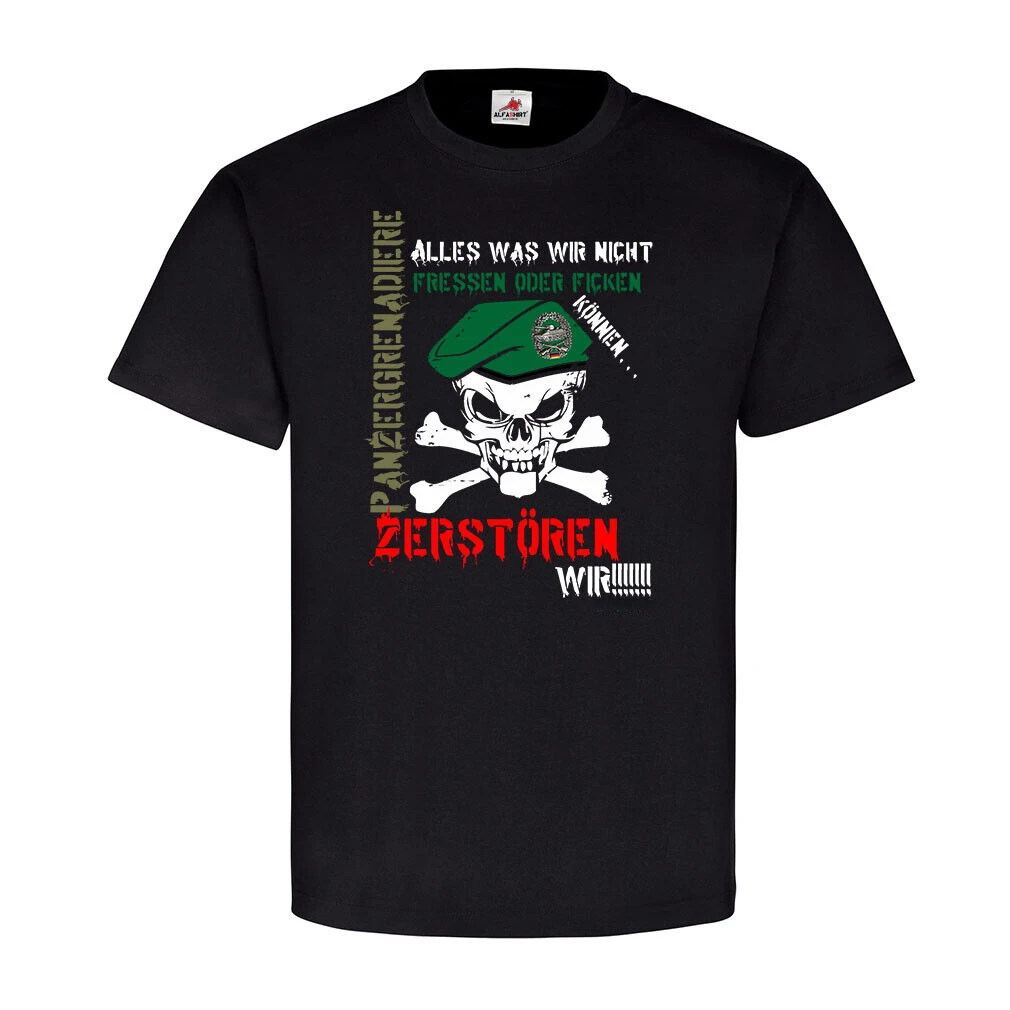 

Panzer Grenadiers Destroy Everything Eat PzGren Humour Fun T-Shirt 100% Cotton O-Neck Short Sleeve Summer Casual Mens T-shirt