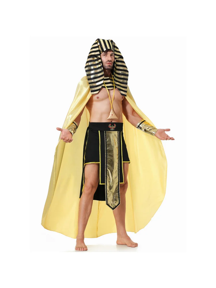أزياء الهالوين الفرعون الروماني للرجال ملابس الأداء القديمة King Sle تنورة قطنية عالية الخصر موديل رفيع