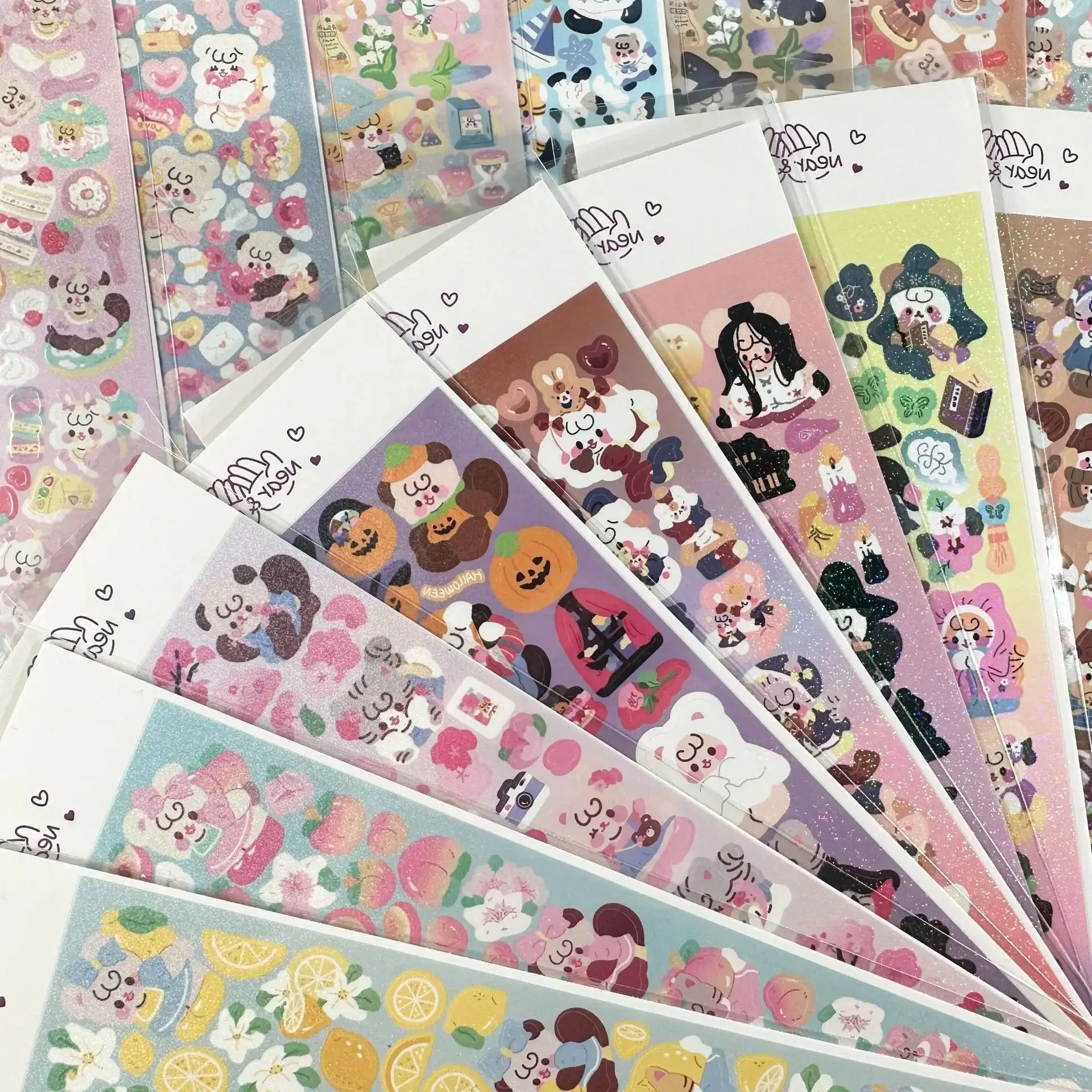 Korean Holographic Cartoon Animal Stickers INS Cute Decorative Stickers for Scrapbook Journal