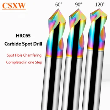 HRC65 스팟 드릴 카바이드 CNC 구멍 제작 도구 60 90 120도 123456789 ~20mm 알루미늄 코팅 텅스텐 강철 모따기 커터