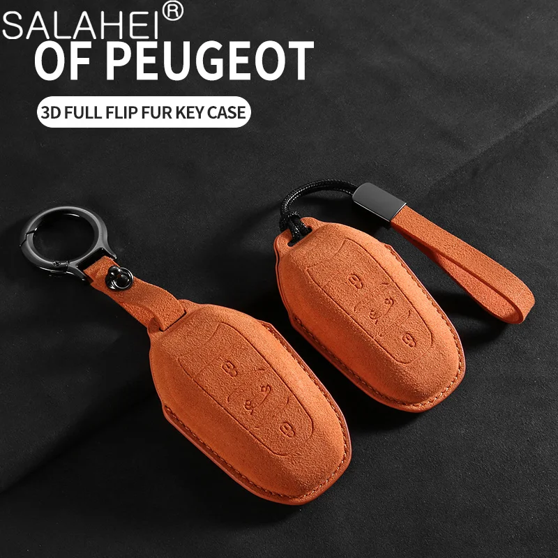 New Suede Car Key Case Cover Fob Holder for Peugeot 308 408 508 2008 3008 4008 5008 for Citroen C4 C6 C3-XR C4L Auto Accessories