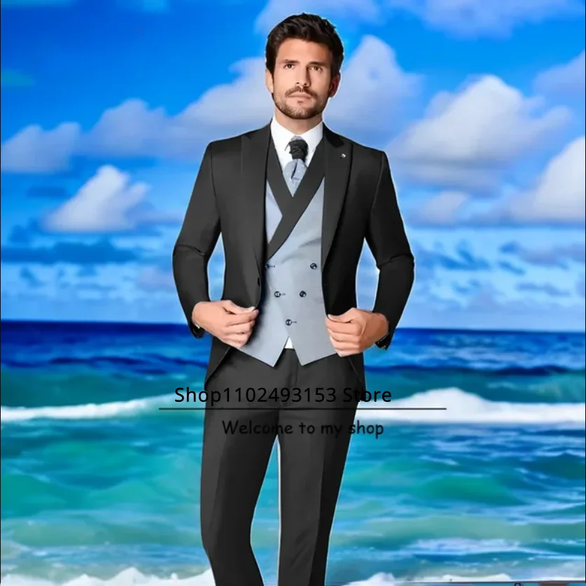 2023 Slim Fit Männer Anzüge Für Hochzeit 3 Stück (Blazer + Weste + Hosen) spitze Revers Formale Geschäfts Bräutigam Tragen Smoking Kostüm Homme