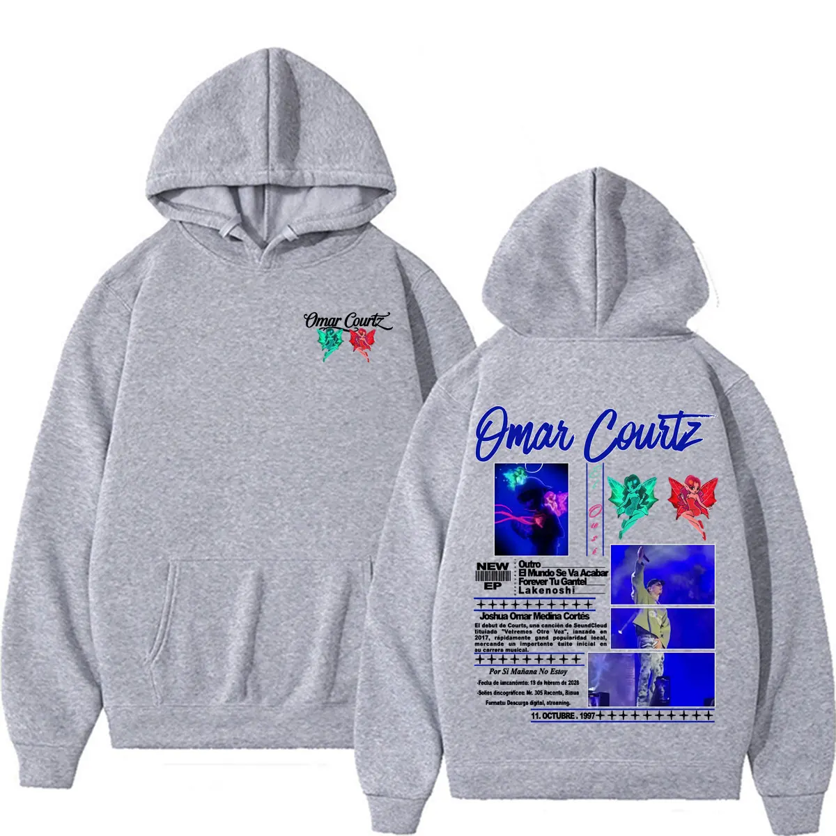 Omar Courtz Por Si Manana No Estoy Tour Merch Hoodies Herren Damen Mode Ästhetik Hip Hop Sweatshirts Lässiger Gemütlicher Fleece-Hoodie – Detail 5