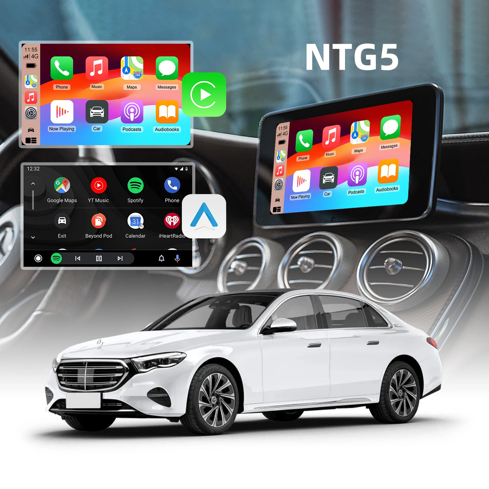 EzoneTronics Wireless CarPlay Android Auto retrofit kit decoder box for Mercedes Benz NTG 5.0 System 2015-2018,CarPlay Interface