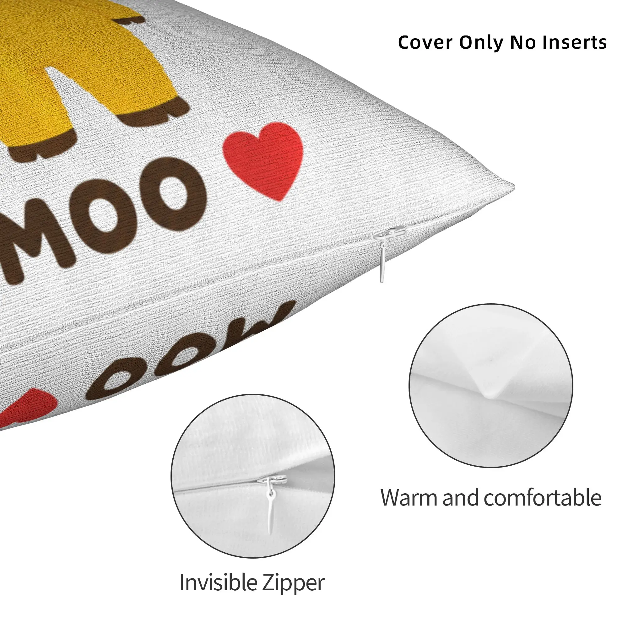 NIU Lai Moo Love Viral Chinese Cow Meme Cute Yellow Bovine Square Pillow Cases Cushion Cover Zippered Pillowcase for Bed