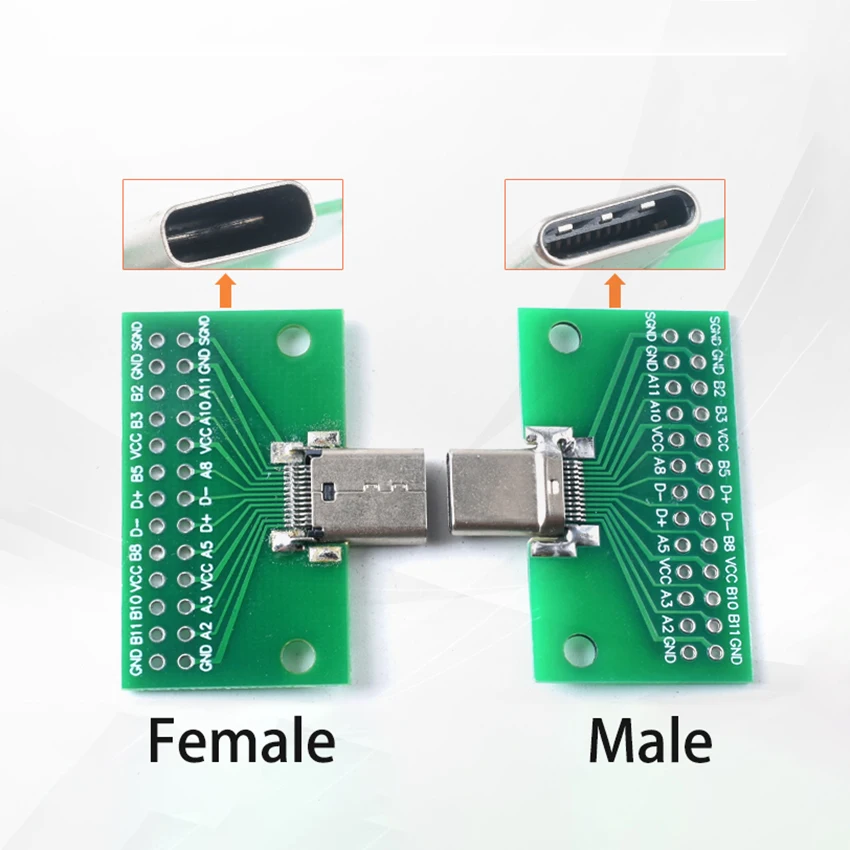 1PCS TYPE-C Male seat Female seat Test Board Double-sided Plug Pin 24P Female seat to 2.54 USB 3.1 Data Power Adapter Board