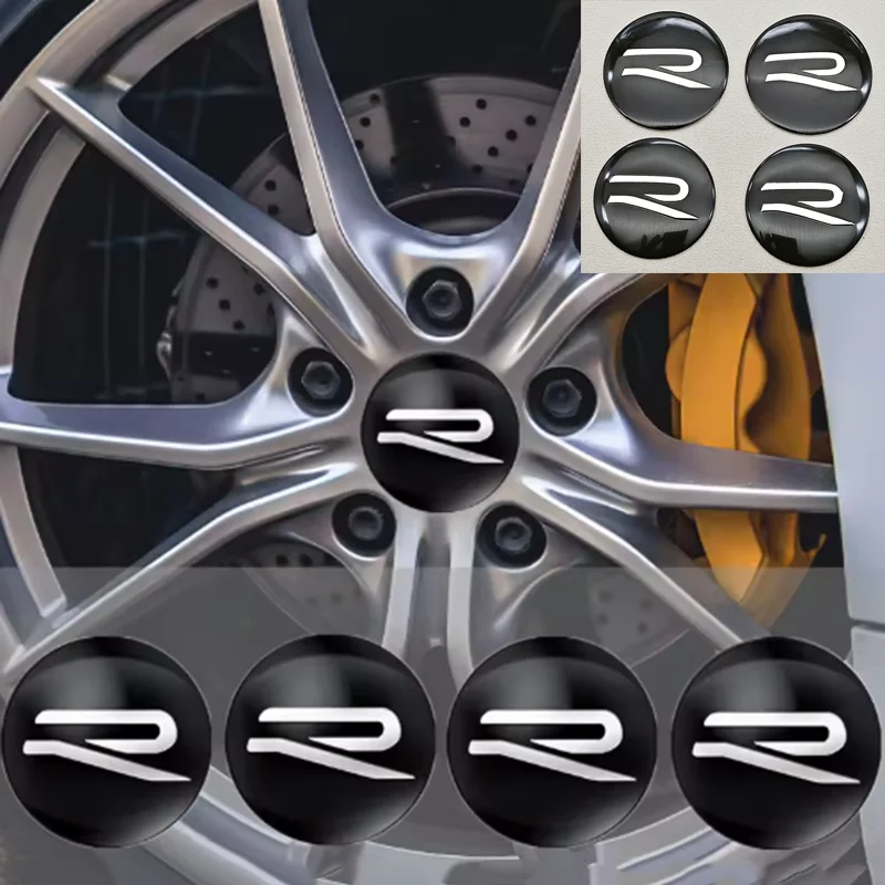 4 قطعة غطاء مركز عجلة السيارة محور قبعات شعار R شارة ملصق ل Volkswagen VW جولف ساجيتار باسات بيتل توران أطلس T-Roc