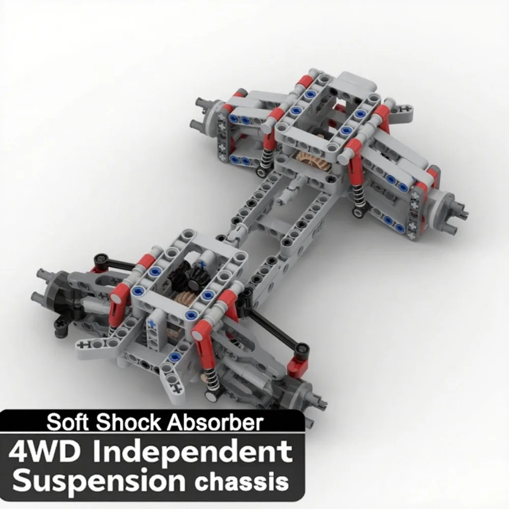 Building Blocks 4WD MOC Independent Suspension Chassis Steering Axle Differential Tech Car Parts Construction Bricks Toy Gift