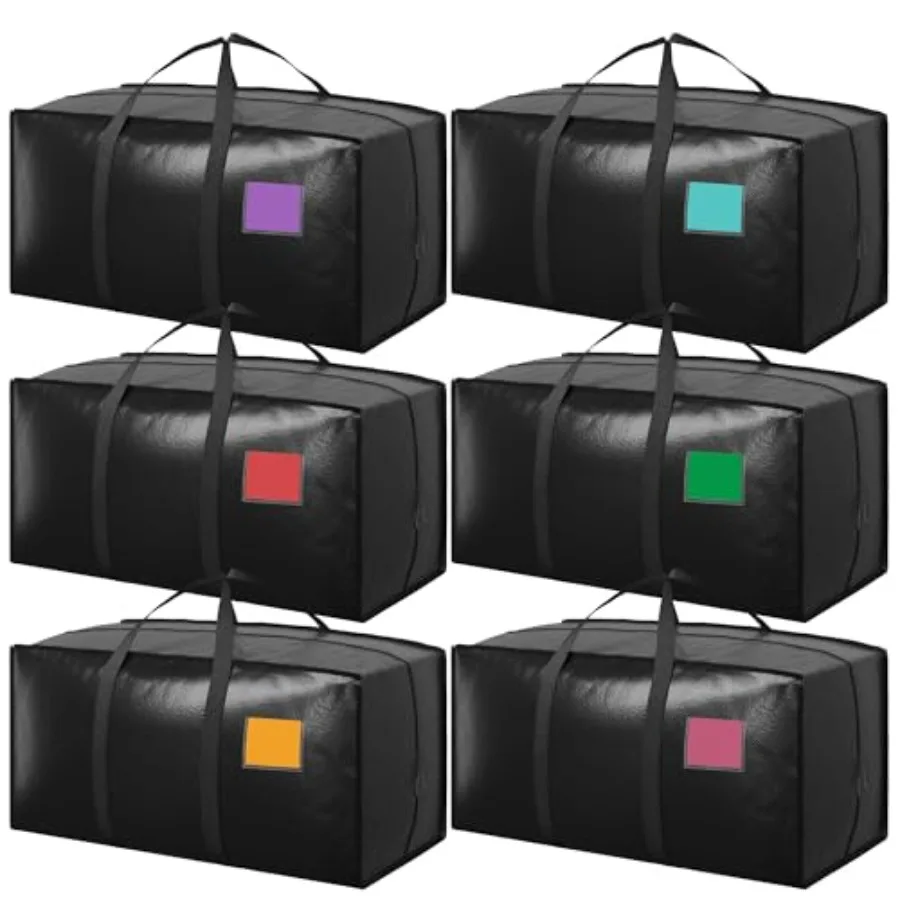 

6 Pack Extra Large Heavy Duty Moving Bags with Reinforced Zipper Wide Handles Moisture-Resistant Storage Bins Packing Cubes for